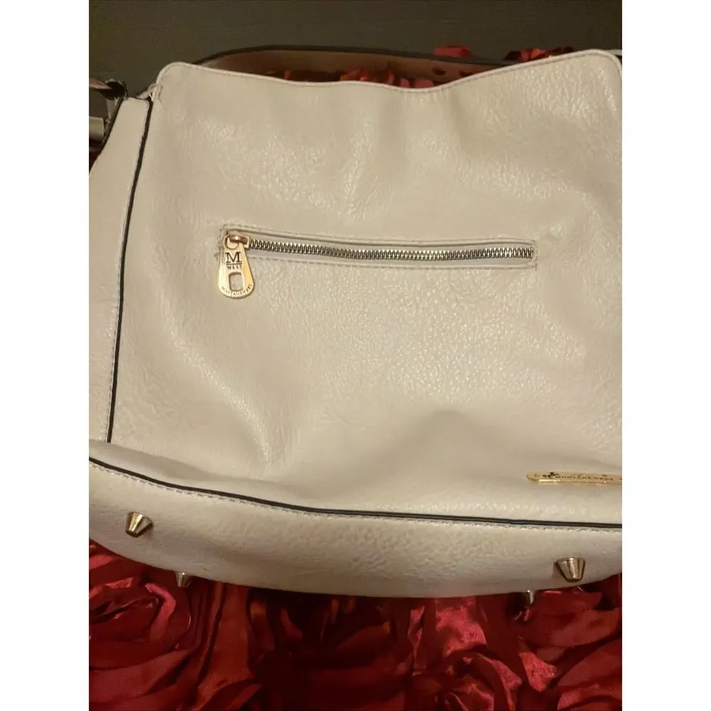Montana West 3pc Set Studded Hobo Bag Crossbody Wallet Cream White NWOT
